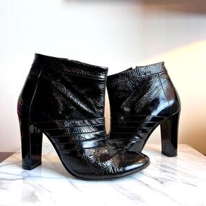 Rad by Rad Hourani Black Patent Leather Heeled Zip Ankle Boots 40